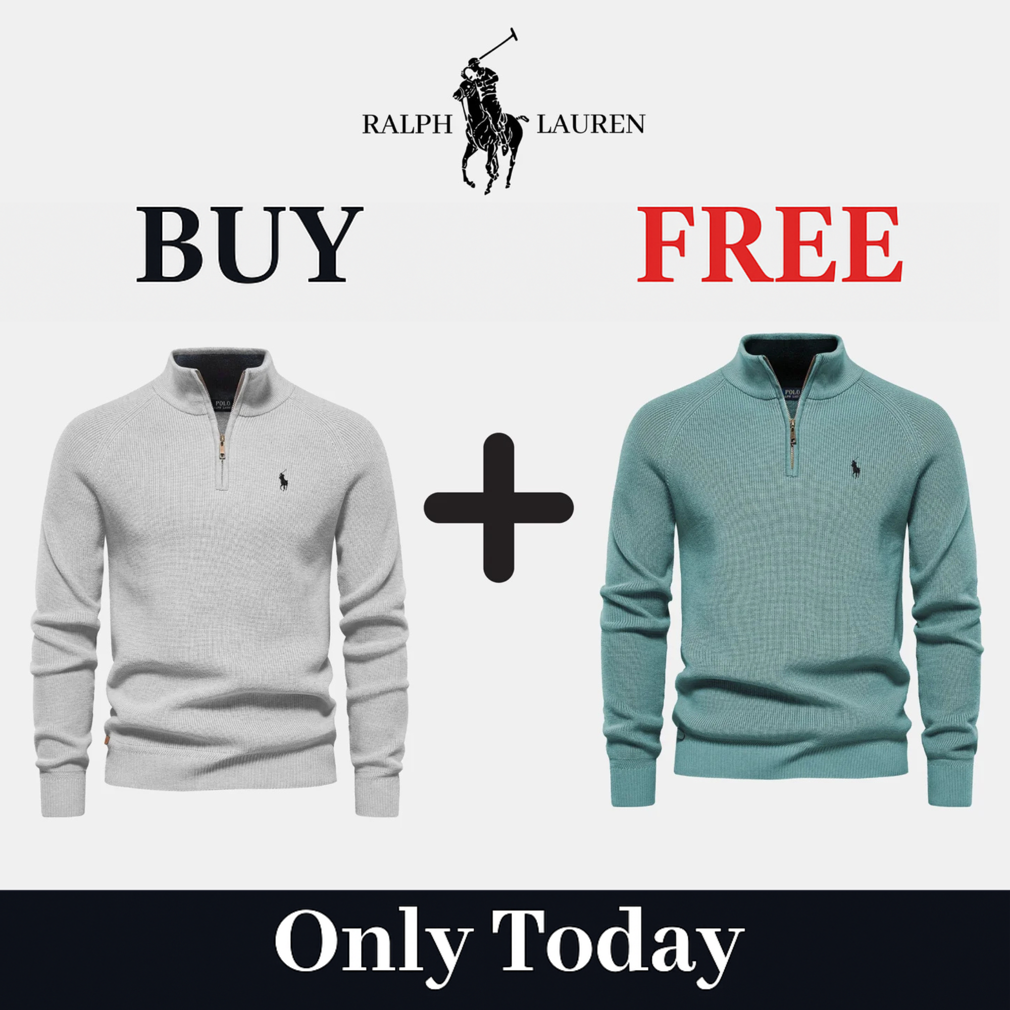 BUY 1, GET 2 - R&L 1+1 Zip Neck Sweater (CLEARANCE) 01
