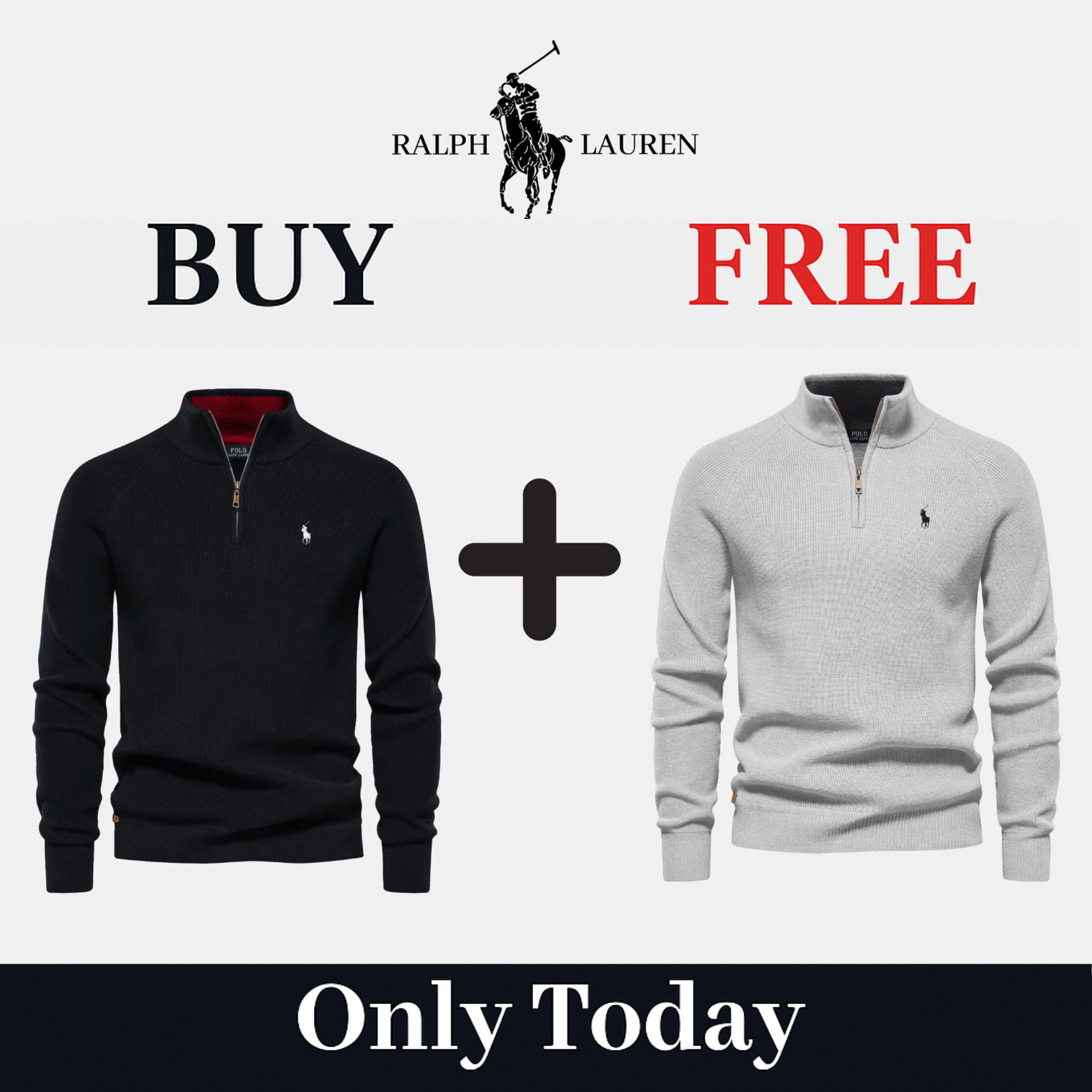 BUY 1, GET 2 - R&L 1+1 Zip Neck Sweater (CLEARANCE) 01