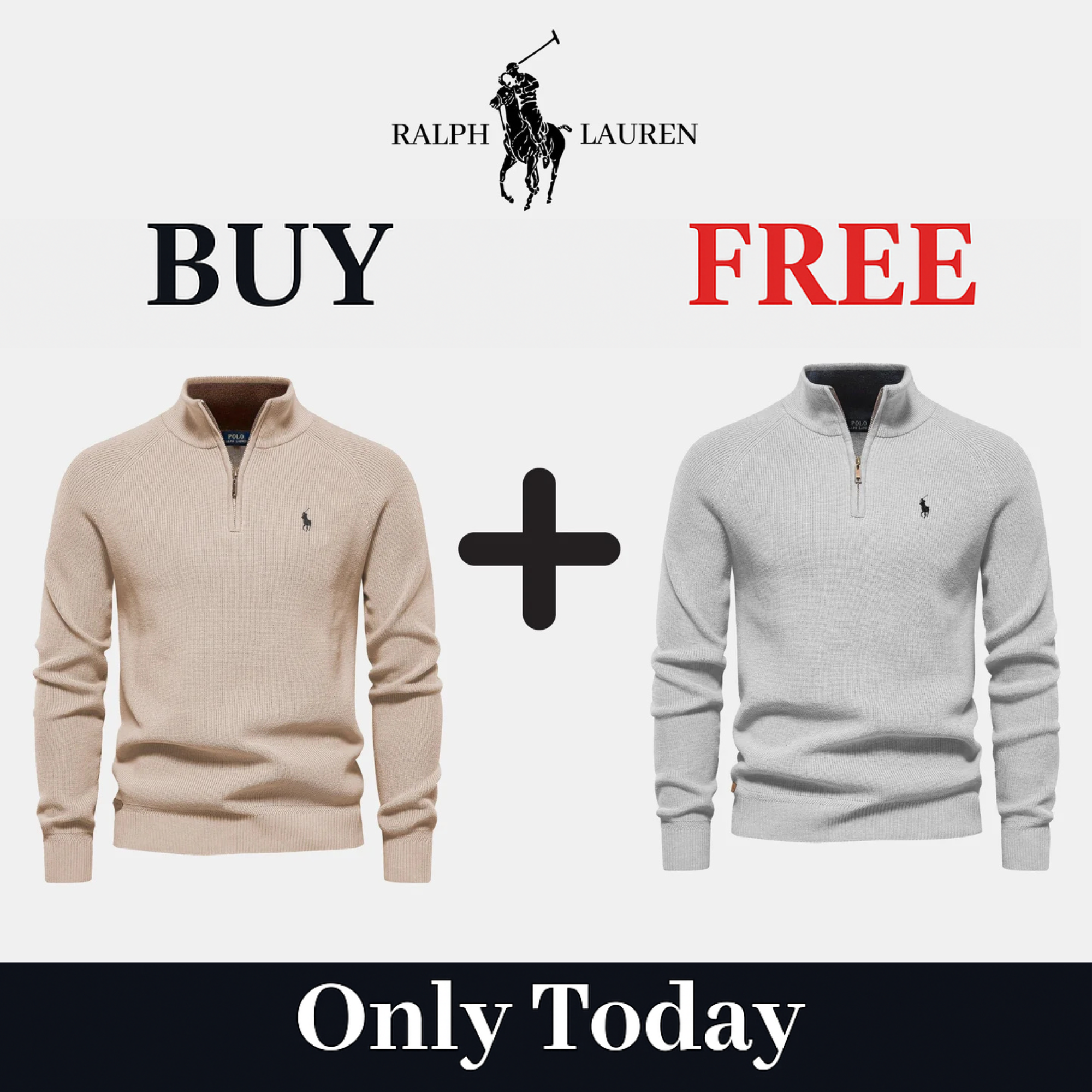 BUY 1, GET 2 - R&L 1+1 Zip Neck Sweater (CLEARANCE) 01