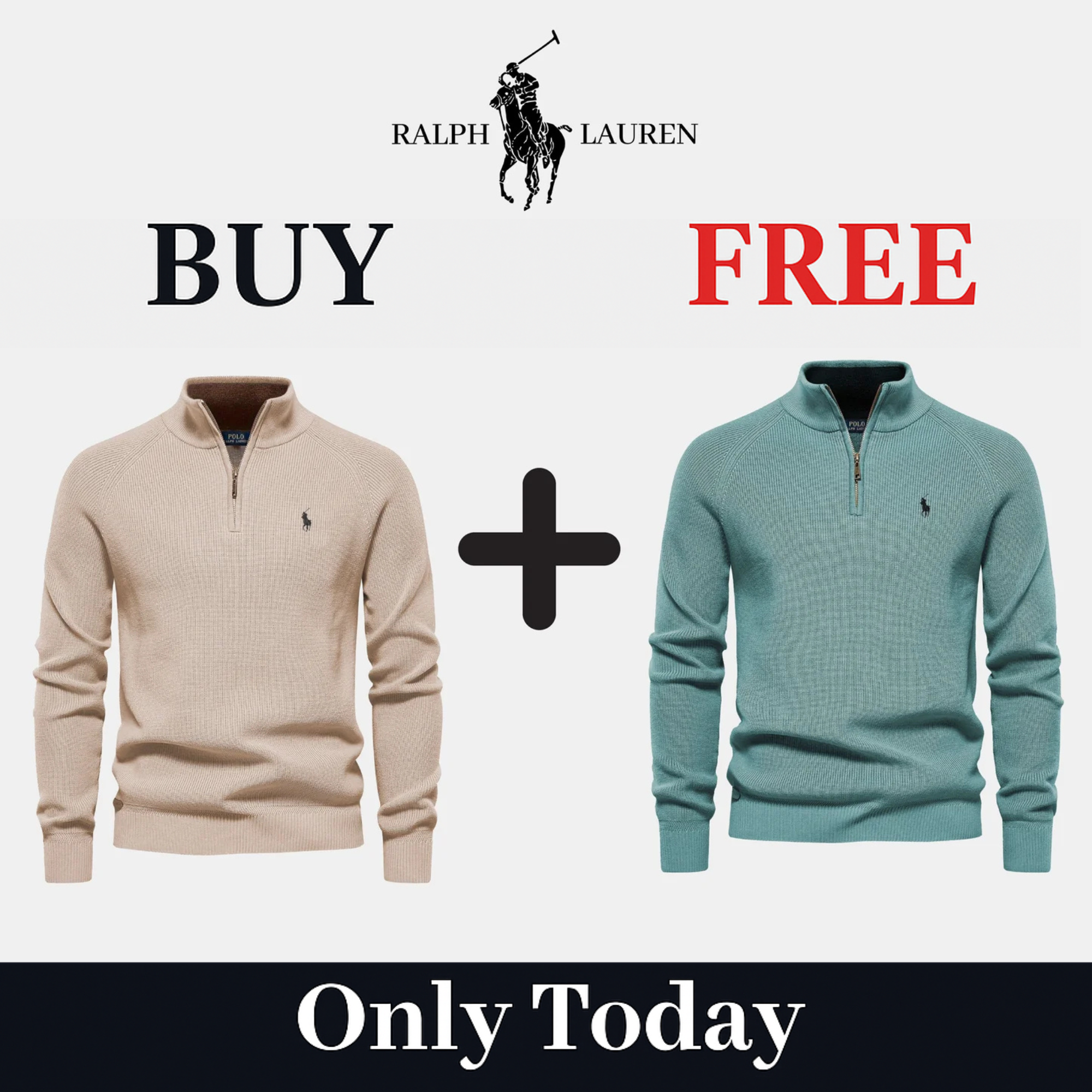 BUY 1, GET 2 - R&L 1+1 Zip Neck Sweater (CLEARANCE) 01